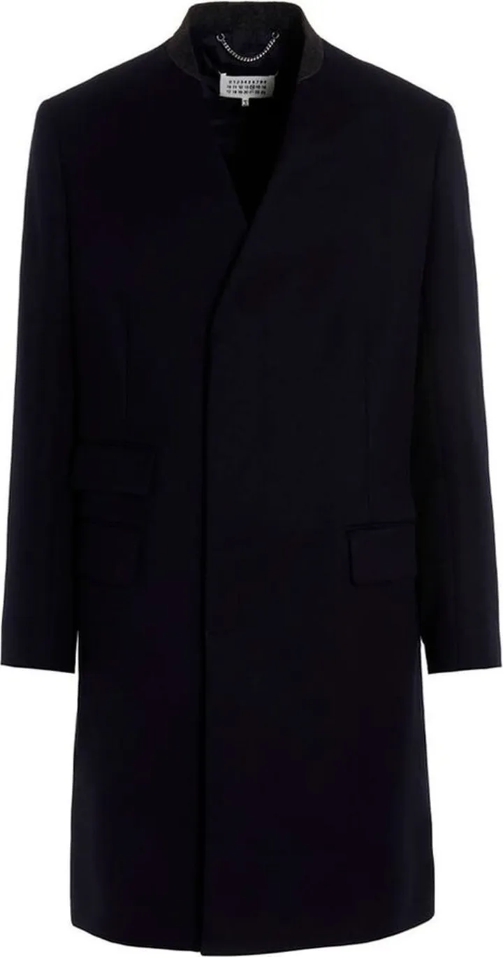 Maison Margiela Collarless Single Breasted Coat