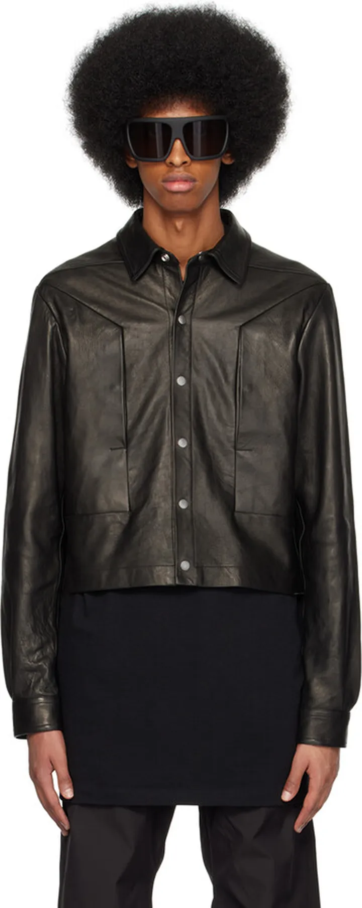 Rick Owens Black Alice Strobe Leather Jacket