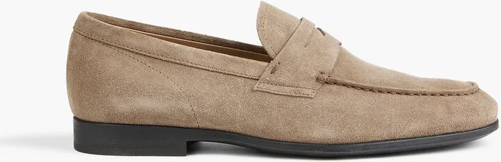 Suede penny loafers