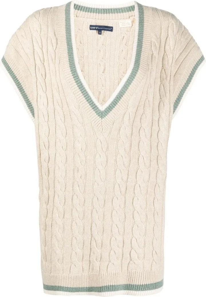cable-knit V-neck sweater