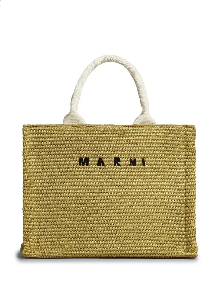 Woven Embroidered-Logo Shopping Tote Bag