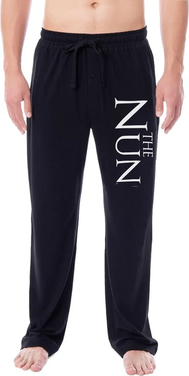 The Nun Mens' Movie Film Horror Logo Title Character Sleep Pajama Pants (XXL) Black