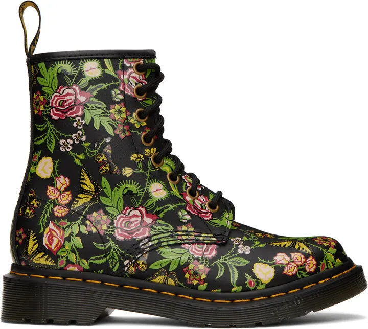 Dr. Martens Black Floral Bloom 1460 Boots