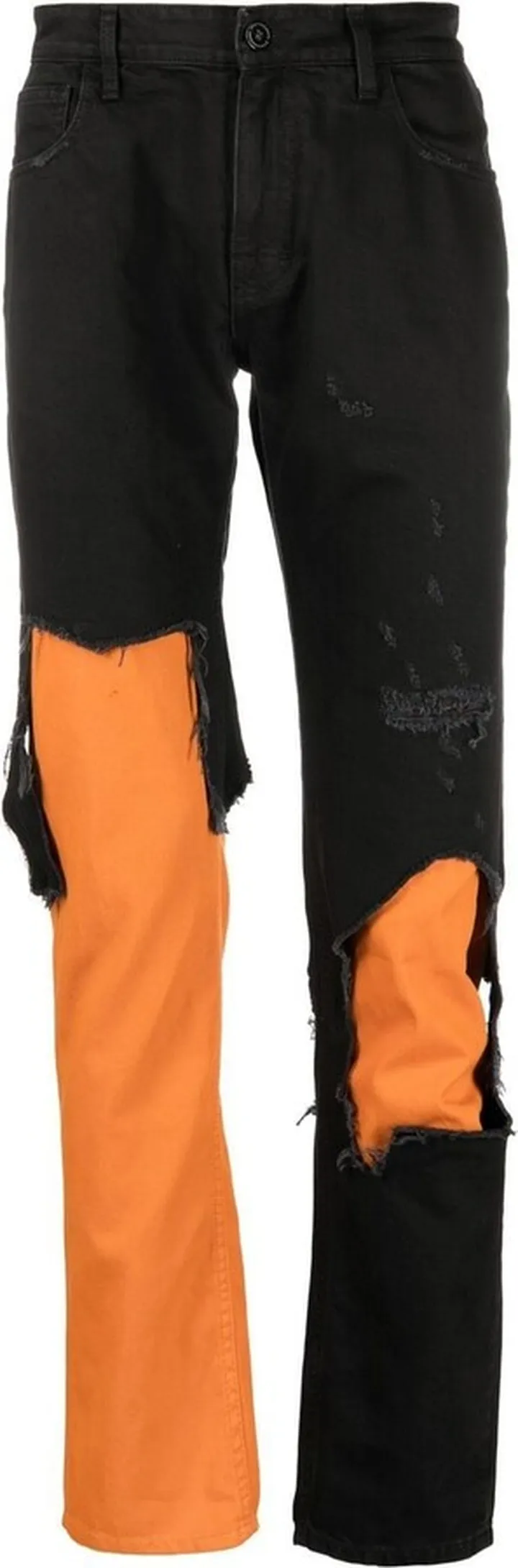 Distressed Two-Tone Jeans