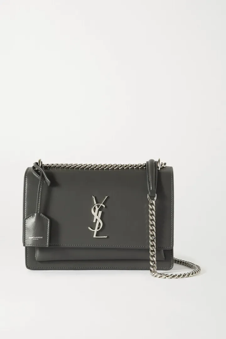 SAINT LAURENT - Sunset Medium Leather Shoulder Bag - Gray