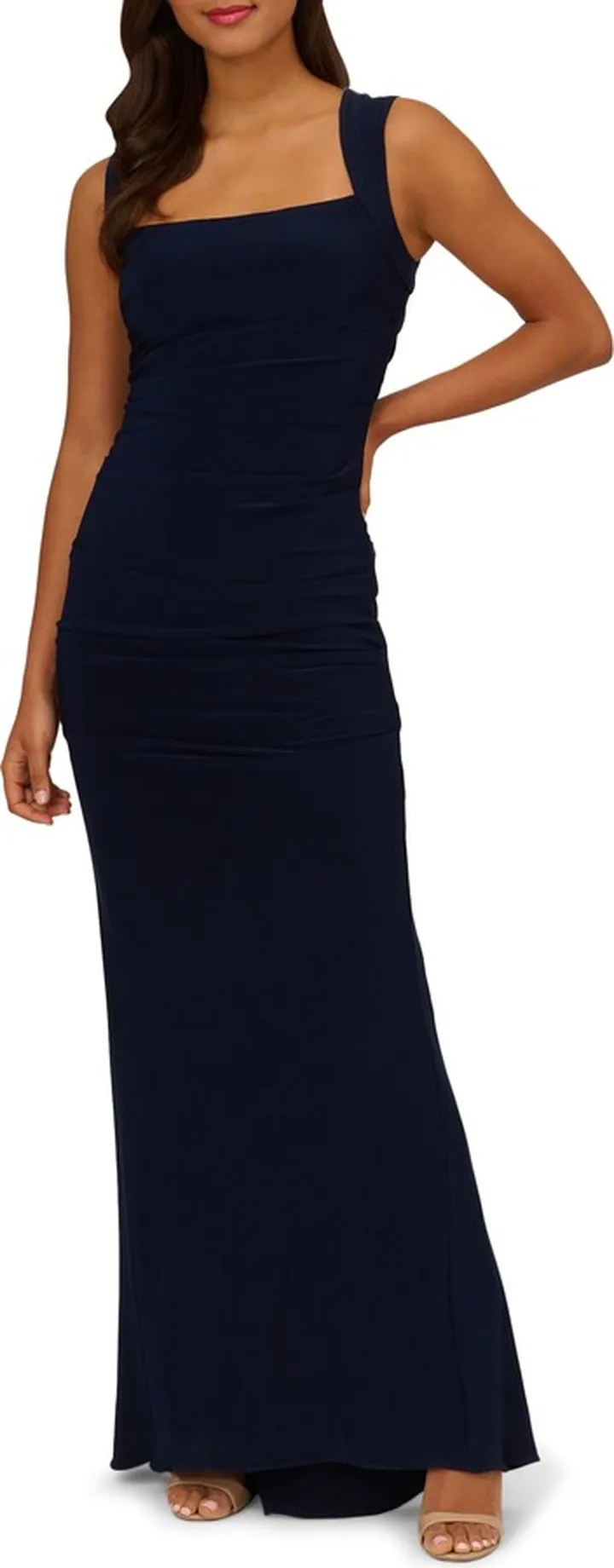 Square Neck Ruched Gown