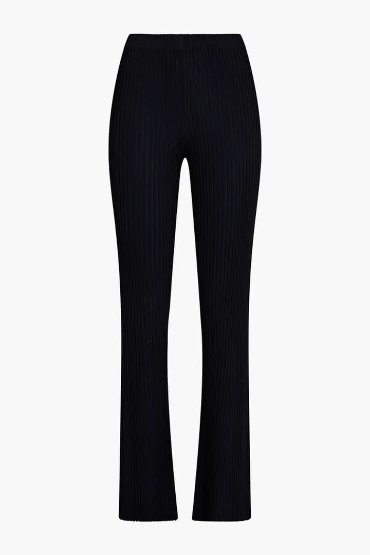 Ribbed-knit flared pants