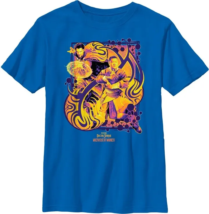 Boy's Marvel Doctor Strange in the Multiverse of Madness Magic Swirl T-Shirt - Royal Blue - Large