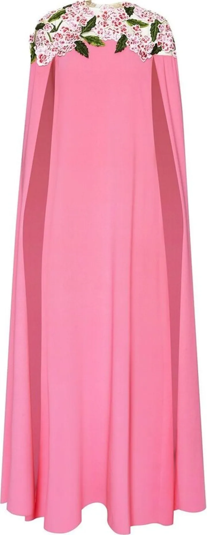 Floral-Embroidery Cape Dress