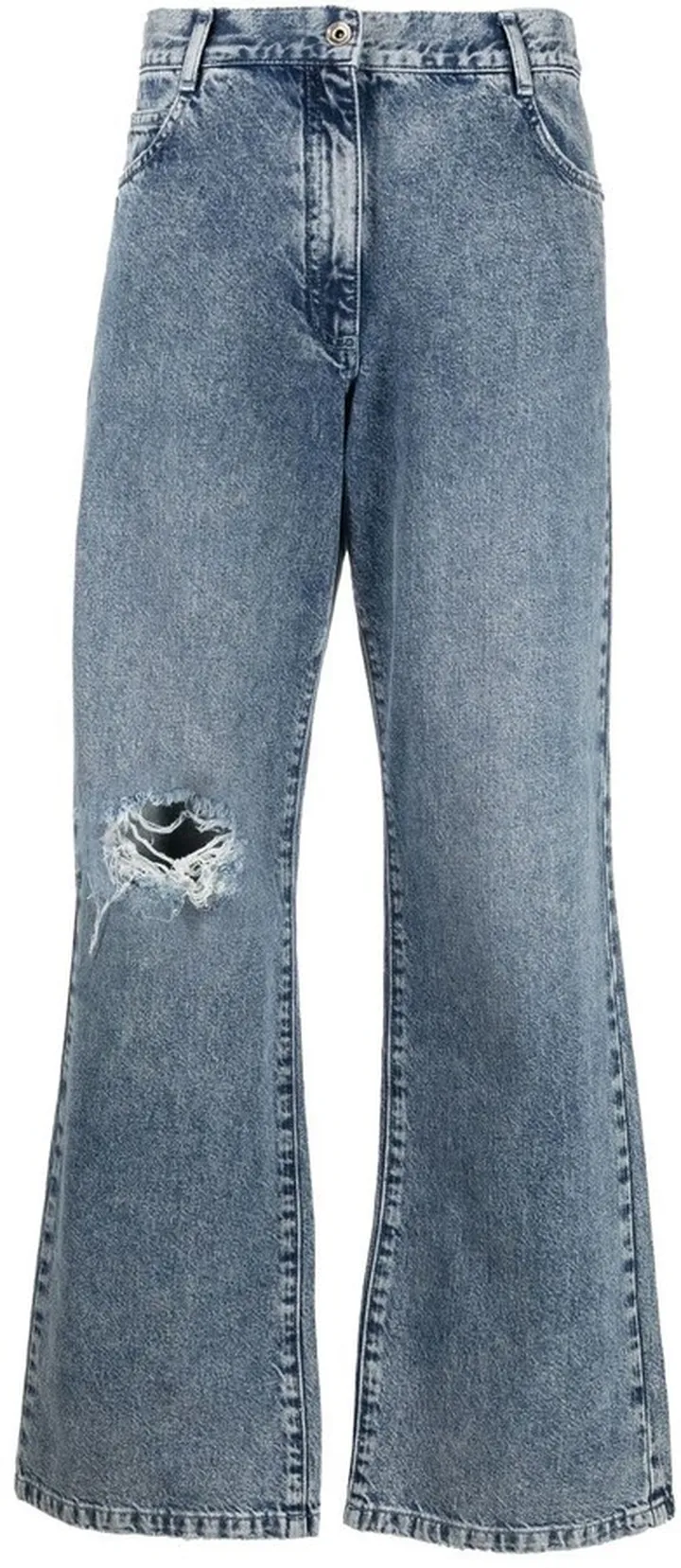 Ripped-Detail Denim Jeans