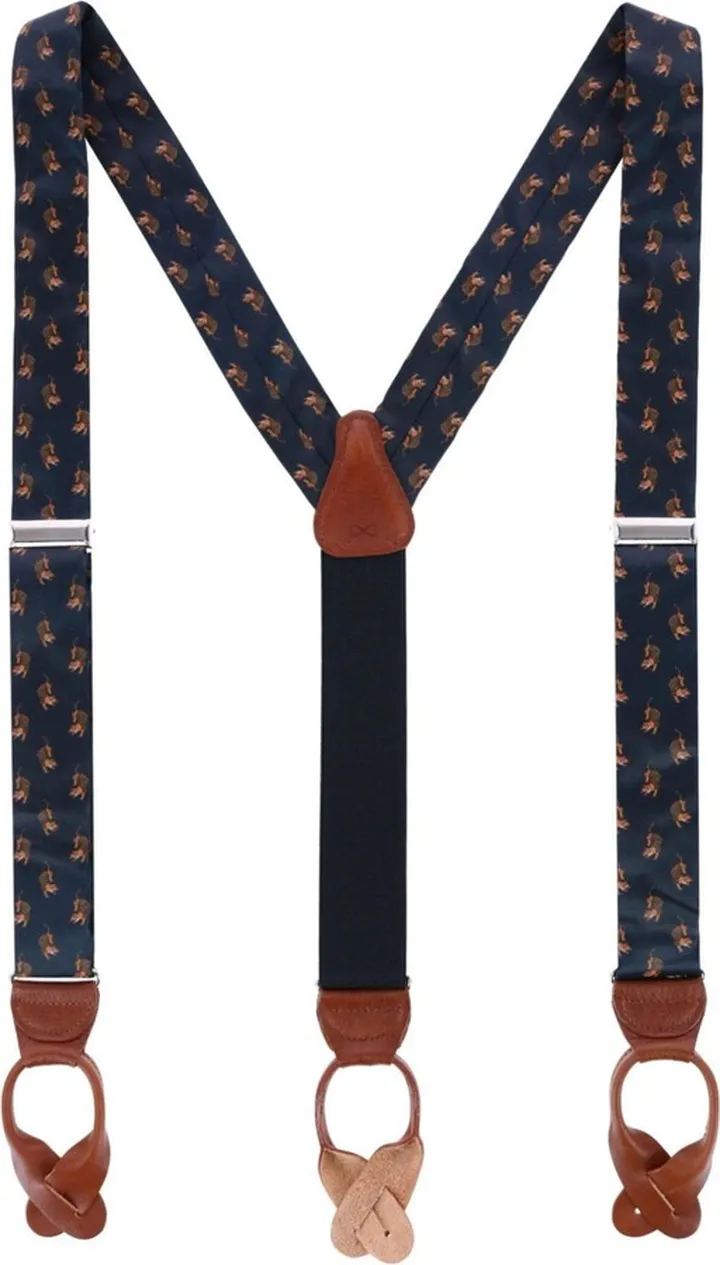 Trafalgar Japanese Tiger Silk Button End Suspenders
