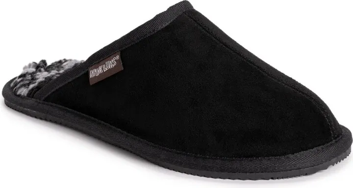 MUK LUKS Men's Dave Printed Berber Suede Scuff-Tan 10