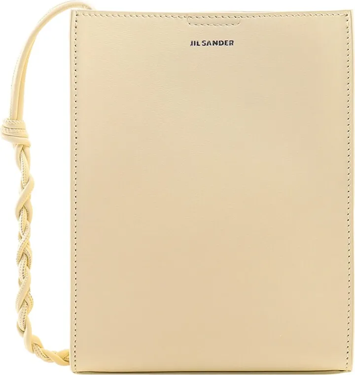 Leather shoulder bag with logo print
