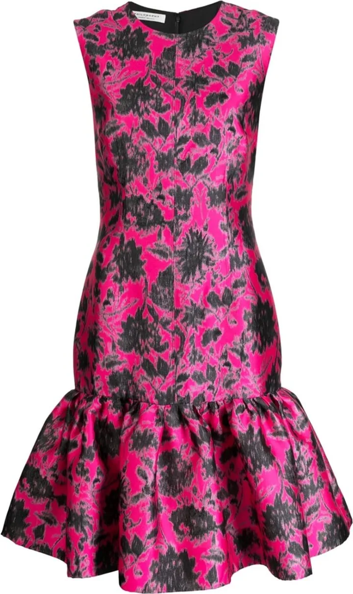 Floral-Print Ruffled Dress