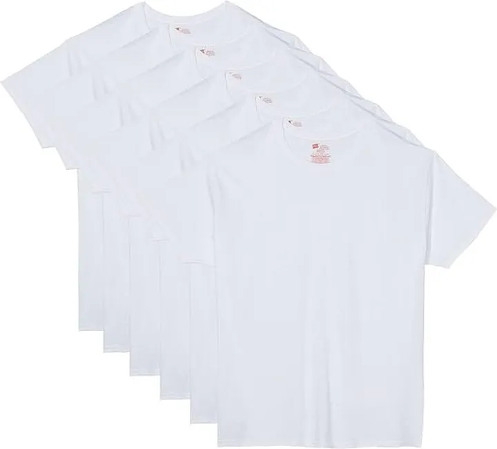 Hanes Ultimate(r) Freshiq(r) Comfortsoft(r) Crew Neck Big Undershirt 6-Pack (White) Men's Clothing