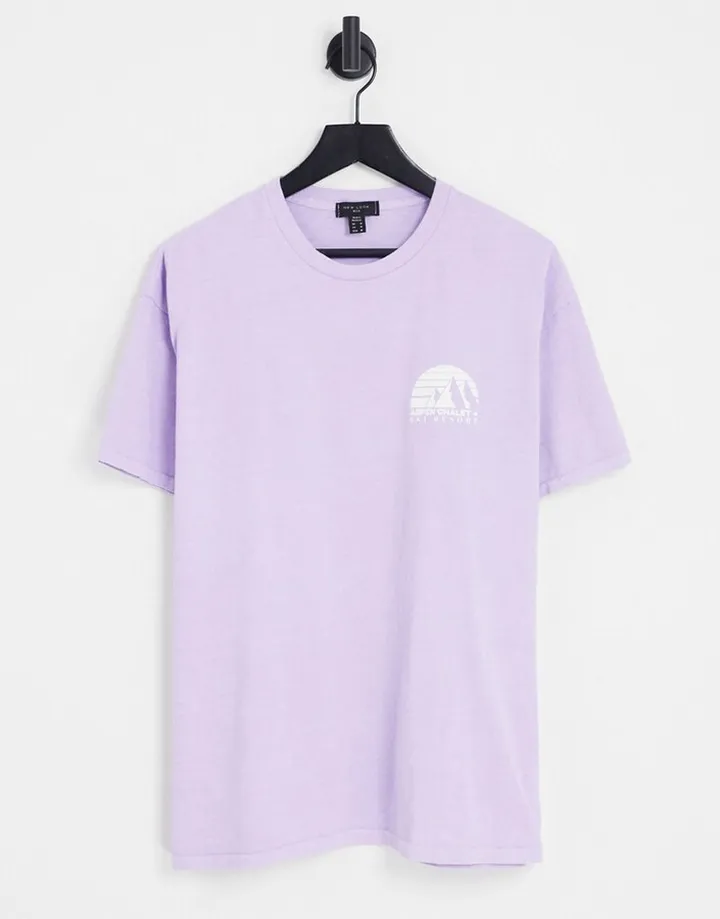 New Look aspen chest print T-shirt in purple