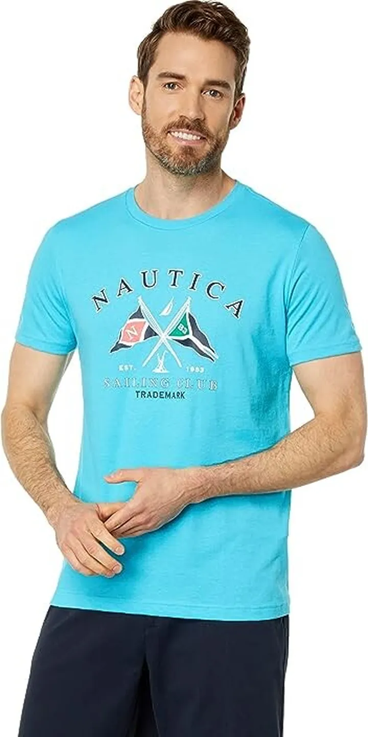 Nautica Sustainably Crafted Sailing Club Graphic T-Shirt (Mirage Blue) Men's Clothing