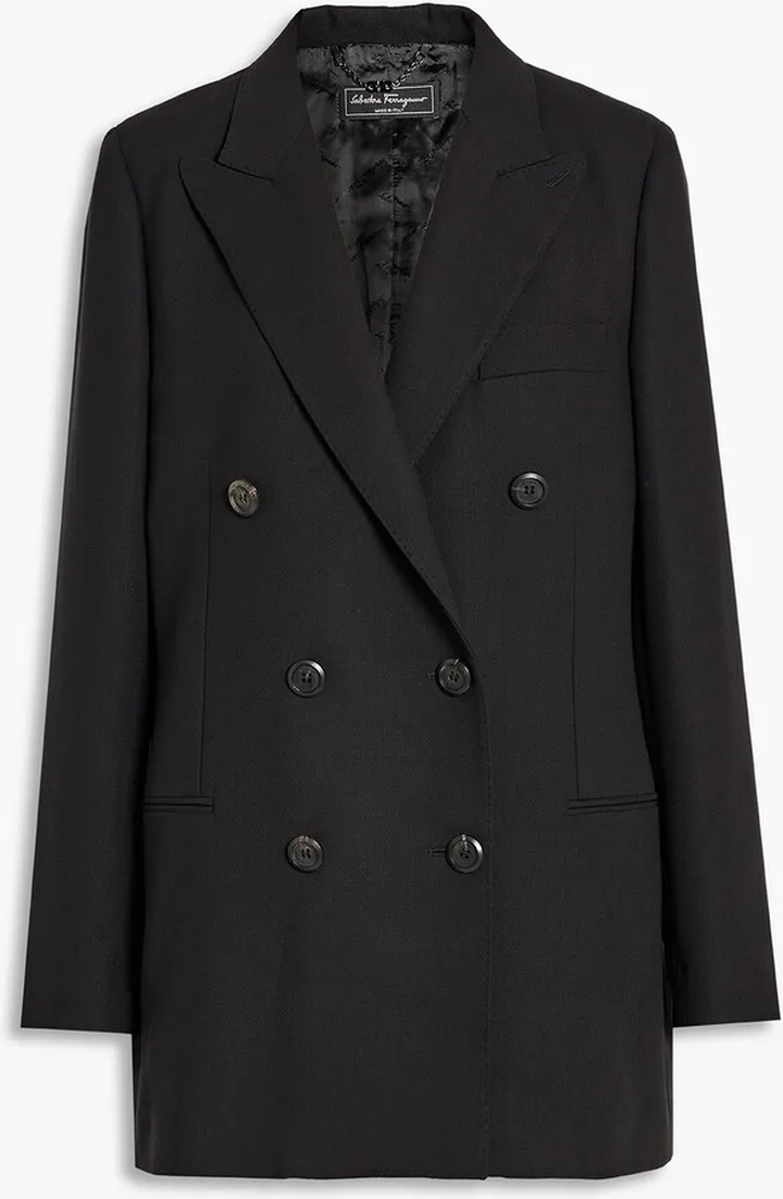 Double-breasted wool-crepe blazer