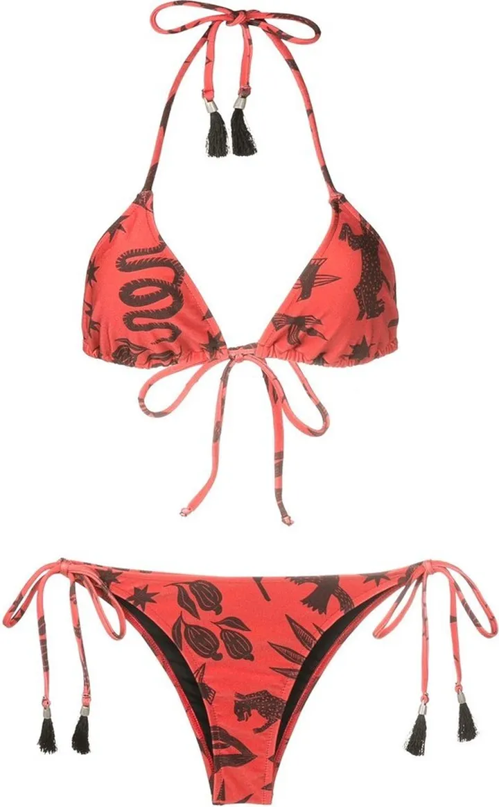 Maya tassel-trim bikini set