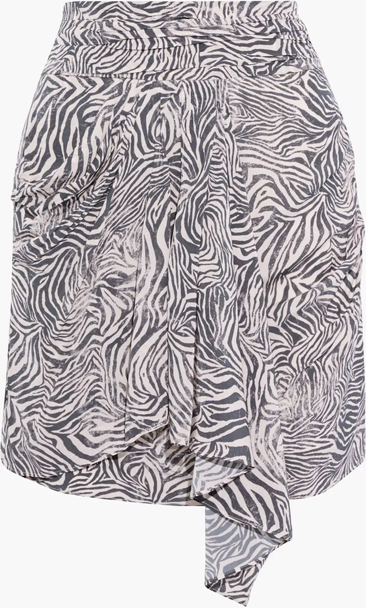 Siowa draped zebra-print crepe de chine mini skirt