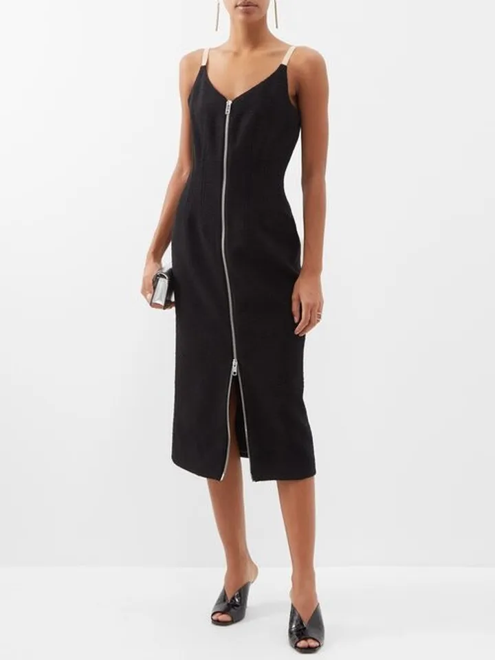 V-neck Wool-blend Midi Dress