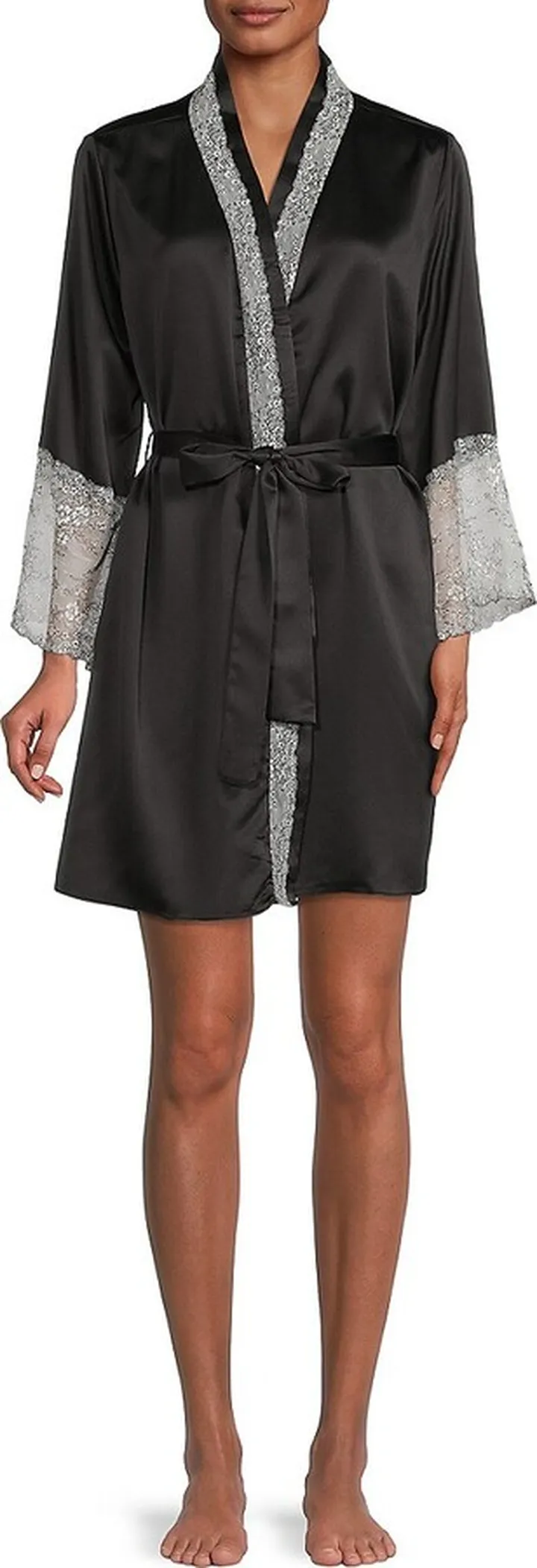Angelique Lace Trim Charmeuse Robe