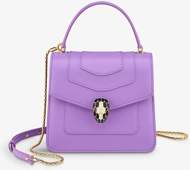 Womens Purple Serpenti Forever Leather Top-handle bag