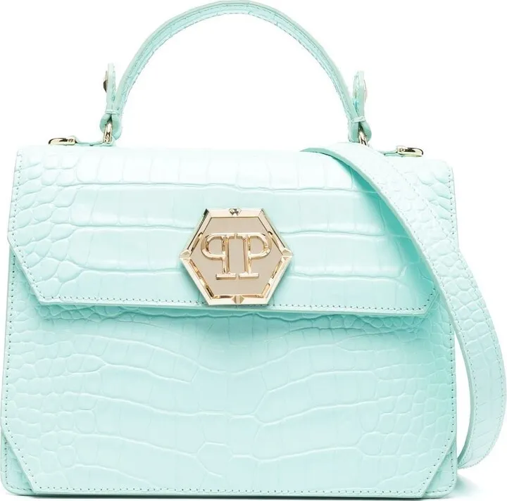 Superheroin crocodile-embossed tote