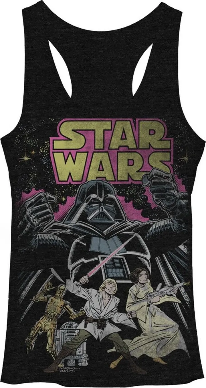 Women's Star Wars Comic Cover Racerback Tank Top - Black Heather - X Large