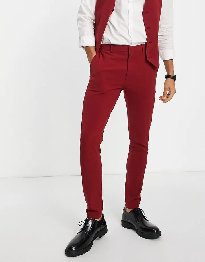 ASOS DESIGN super skinny suit pants in burgundy
