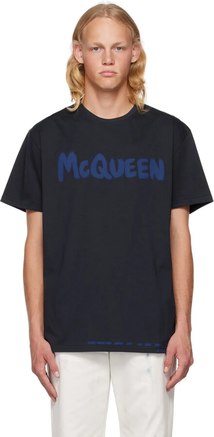 Alexander McQueen Navy Graffiti T-Shirt