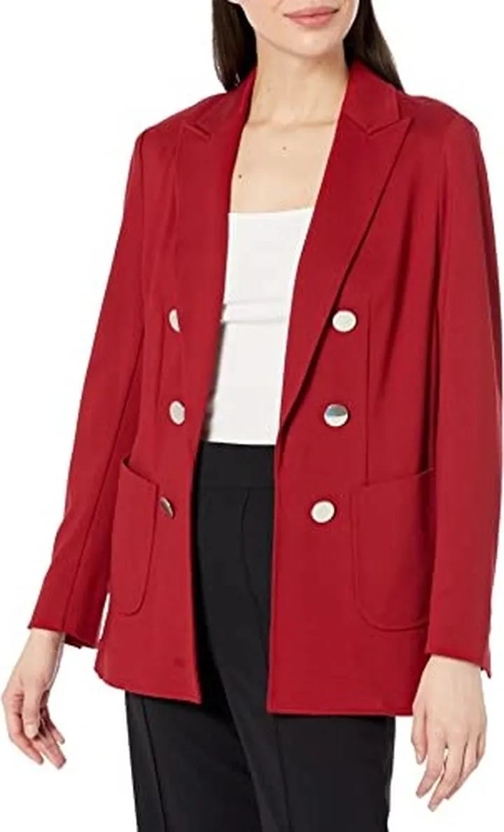 Anne Klein Women's Faux Double Breasted Patch Pocket Jacket