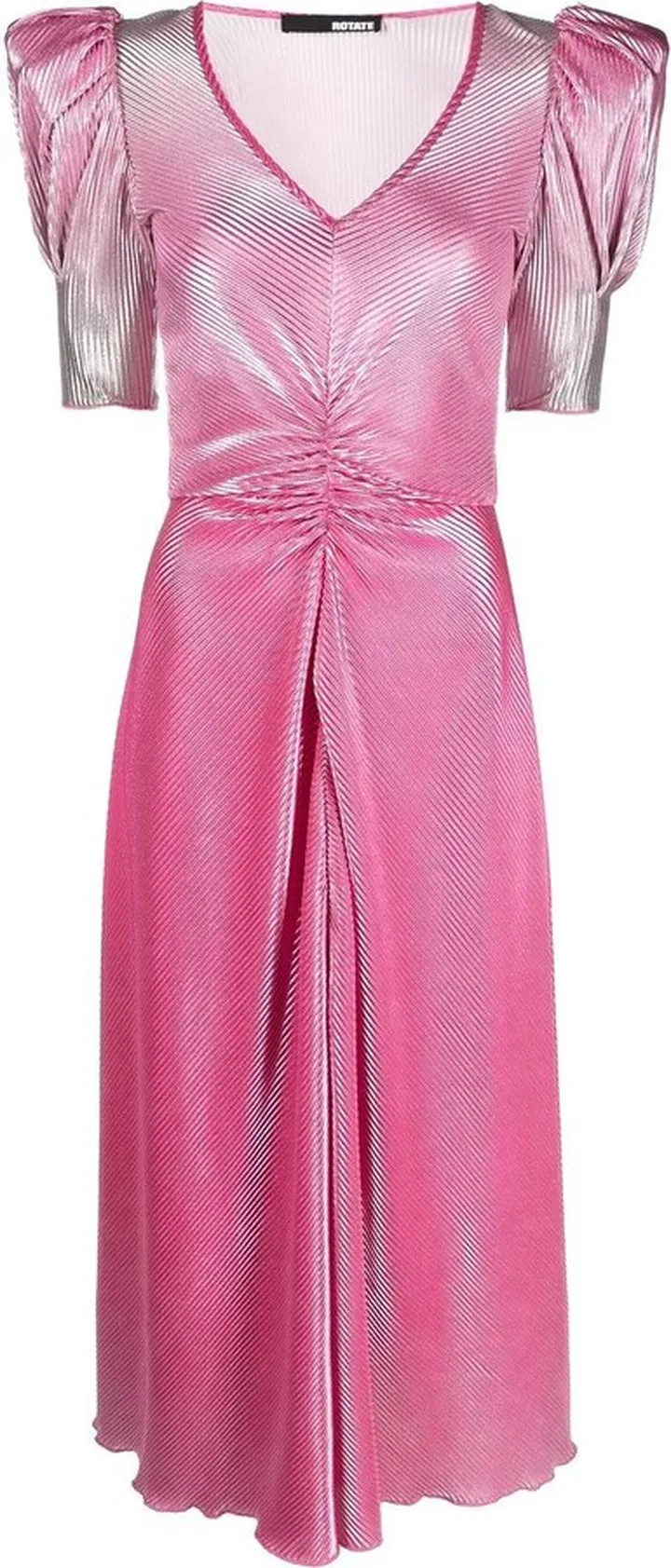 Gradient Puff-Sleeve Midi Dress