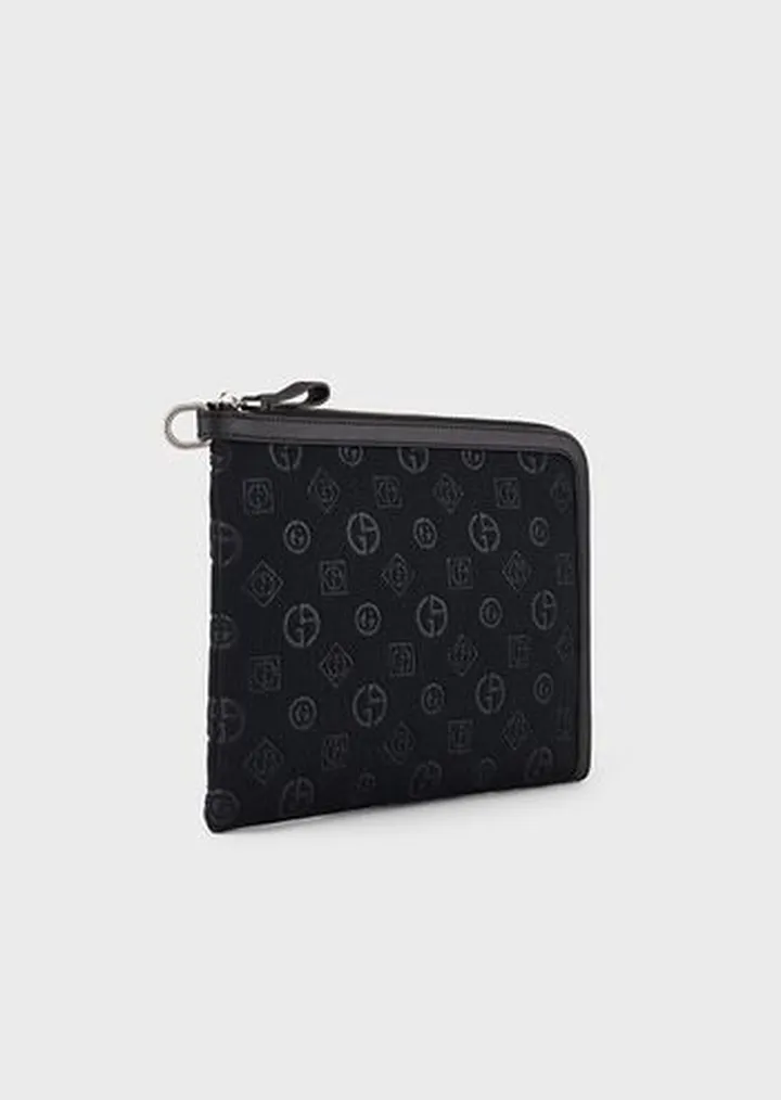 All-over logo jacquard knit pouch