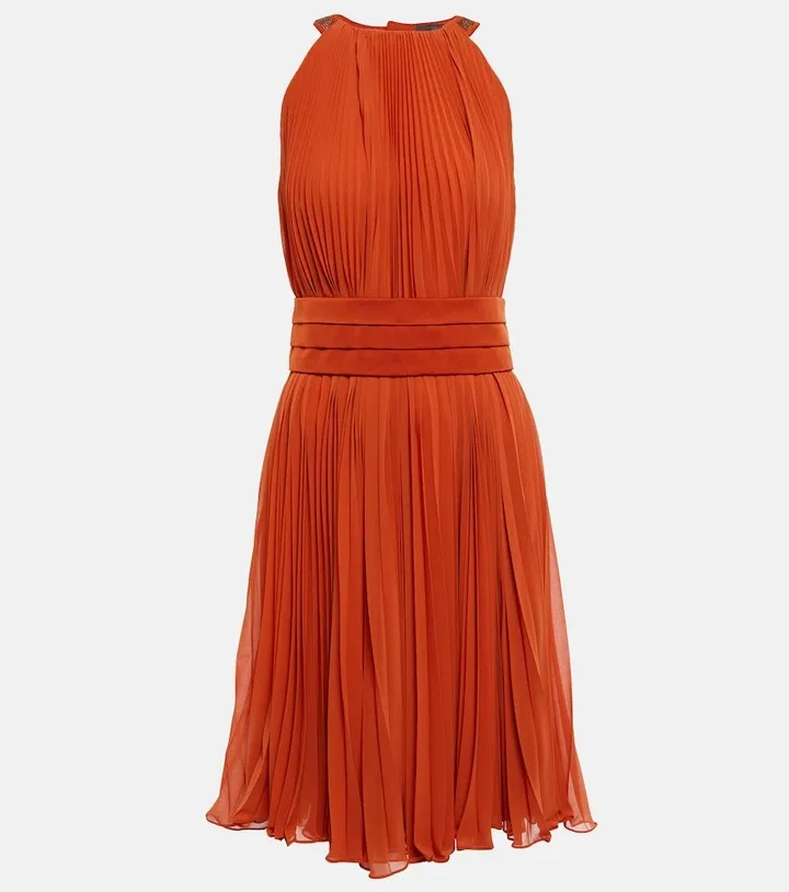 Golena belted pleated midi dress