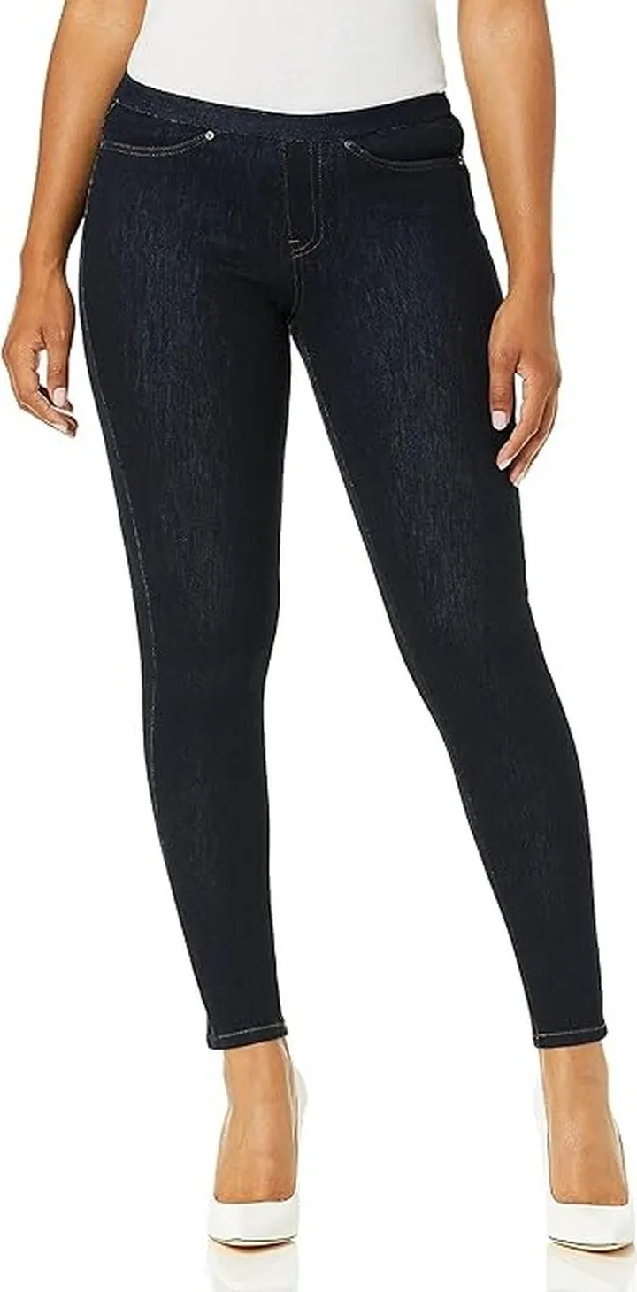 HUE Women's Solid Color Original Jeanz Denim Legging (Midnight Rinse) Women's Casual Pants