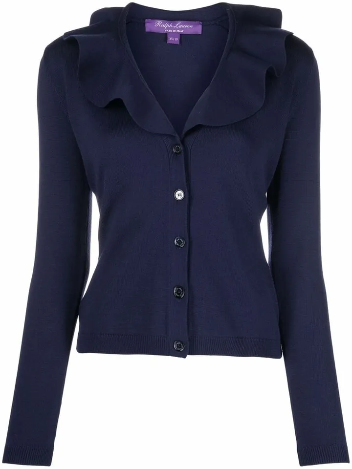 ruffled V-neck cardigan