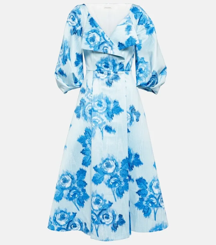 Gabby floral taffeta faille midi dress