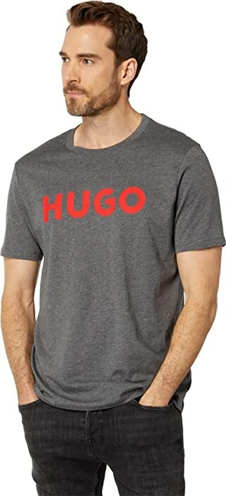 BOSS Dulivo Big Logo Jersey T-Shirt (Dark Grey) Men's Clothing