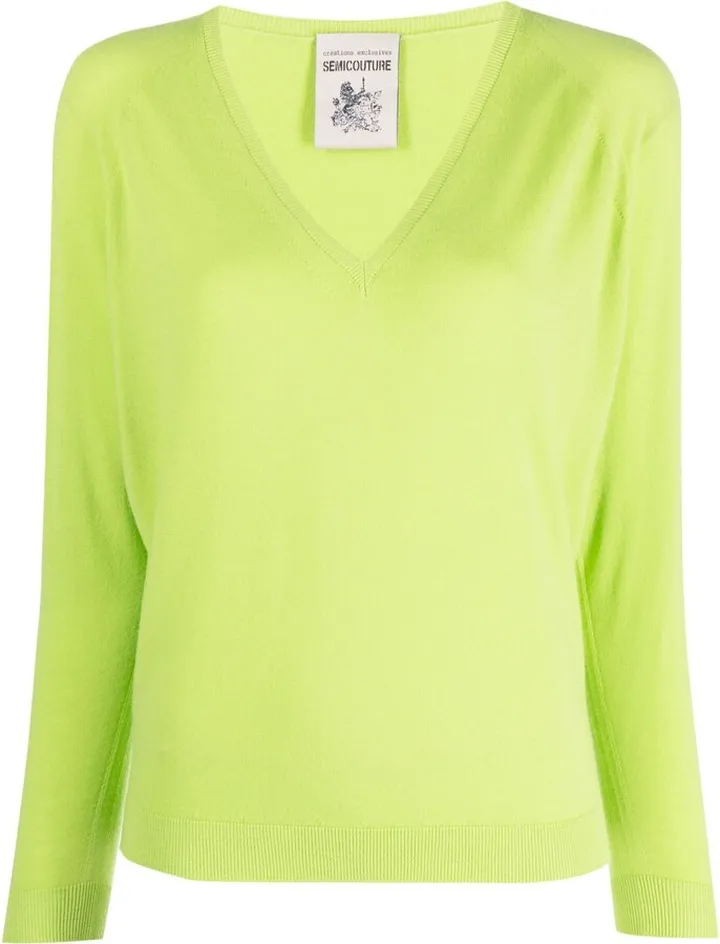 virgin-wool V-neck jumper