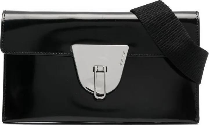 Engraved-Logo Leather Shoulder Bag