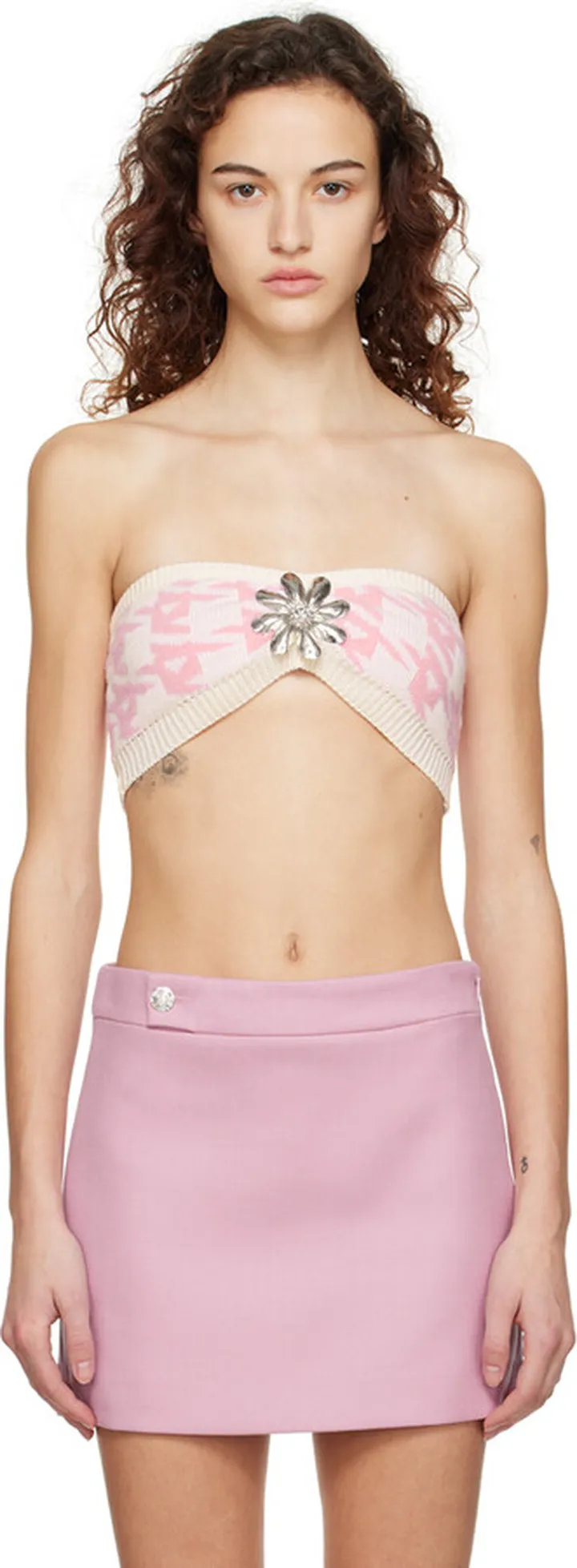 AREA Pink Mussel Flower Camisole
