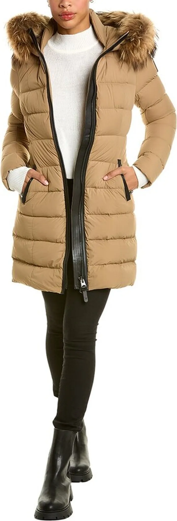 Mackage Calla Leather-Trim Down Coat