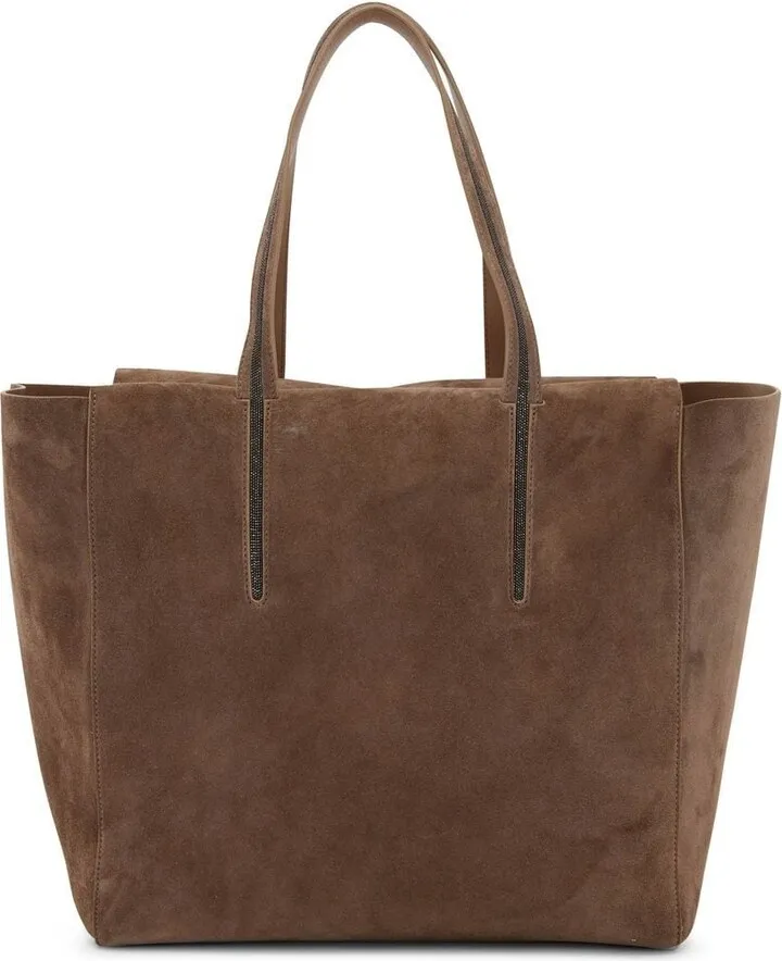 Monili-Detail Suede Tote Bag