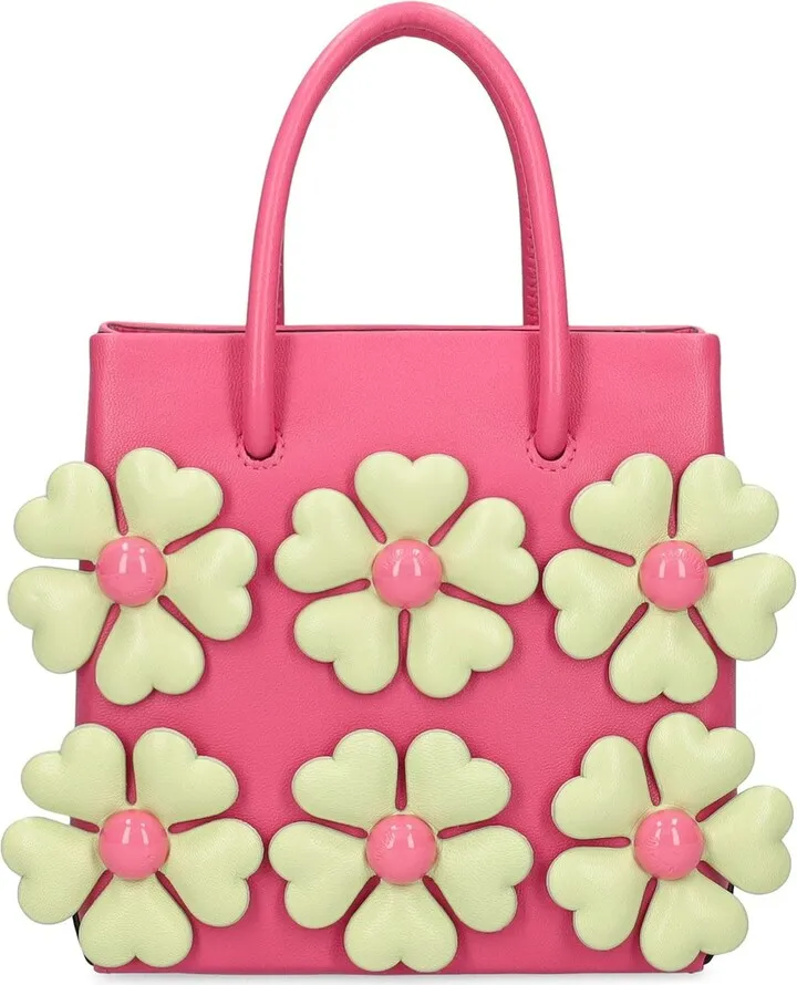 Mini leather flower tote bag