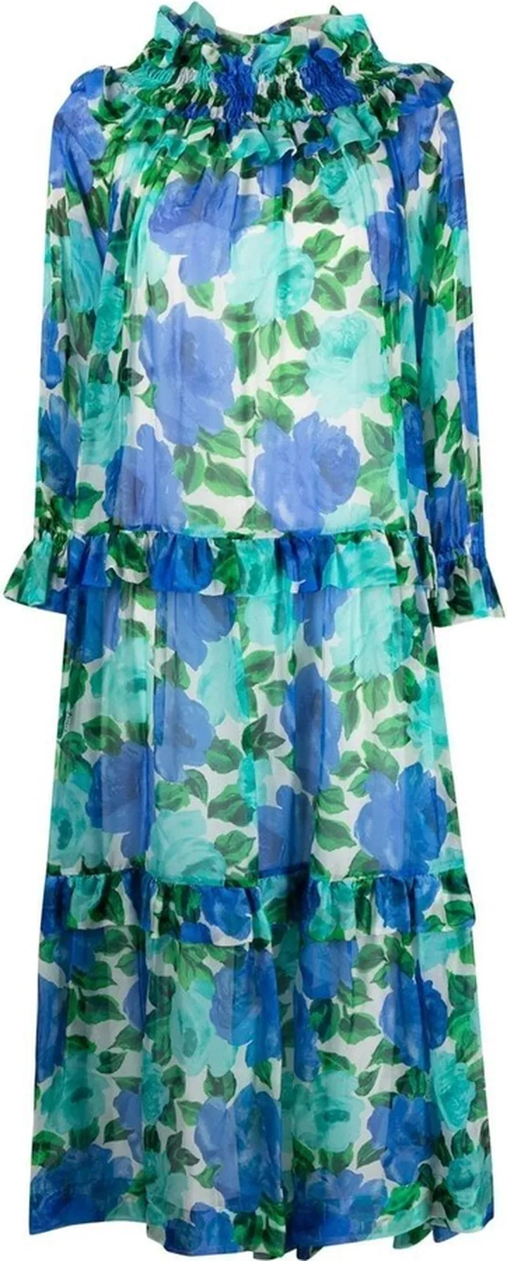 Silk Floral-Print Midi Dress