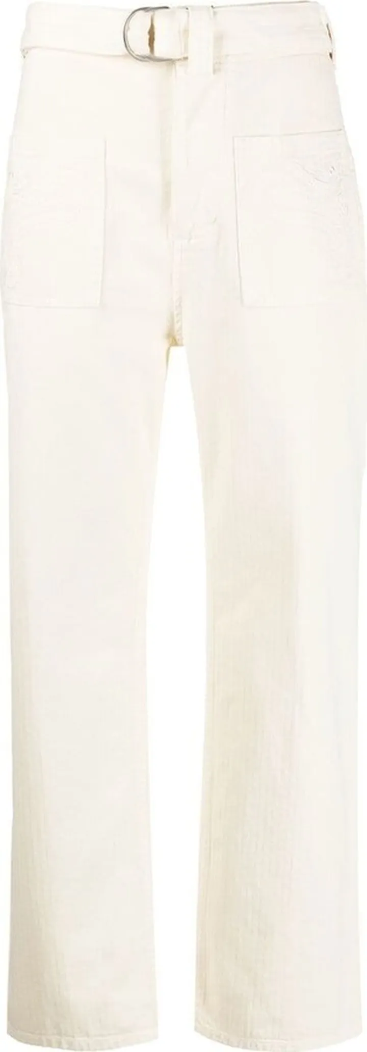 Belted-Waist Straight Trousers