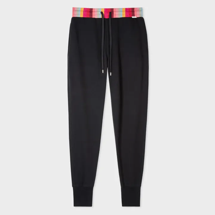 Women's Black Lounge Sweatpants With 'Swirl Stripe' Trims