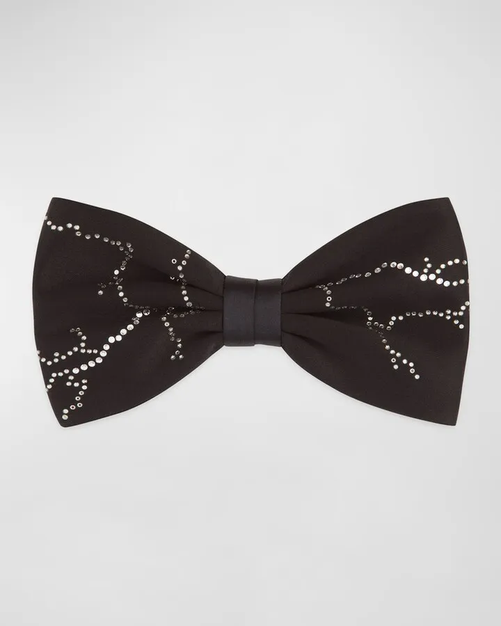 Men's Crystal-Embellished Silk Bow Tie