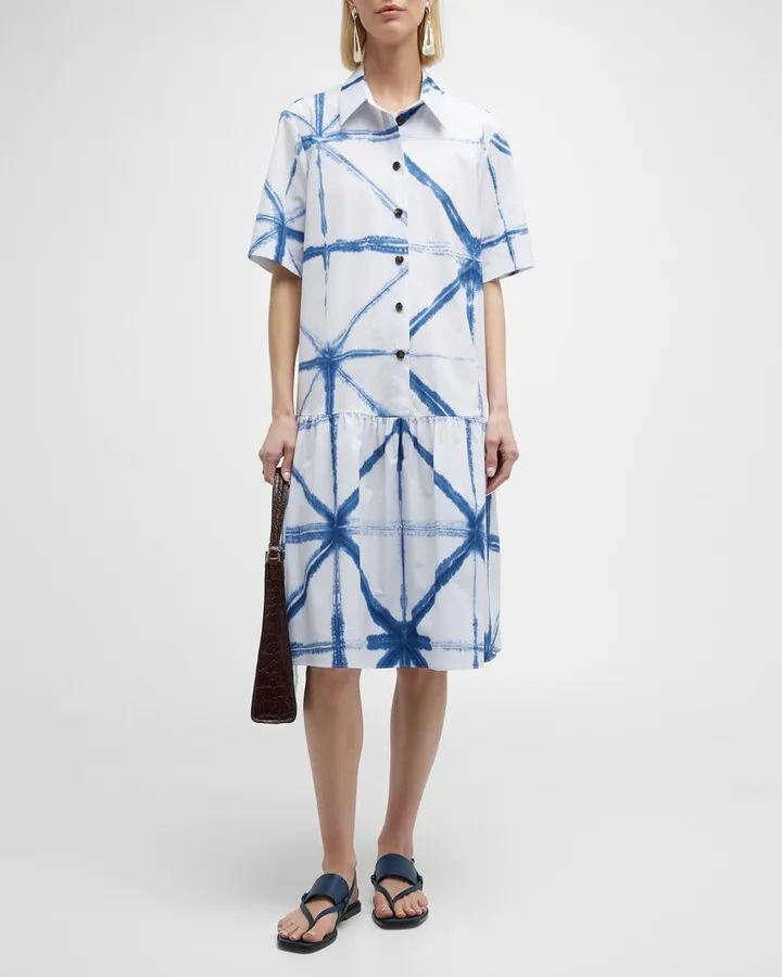 Troy Shibori Midi Shirtdress
